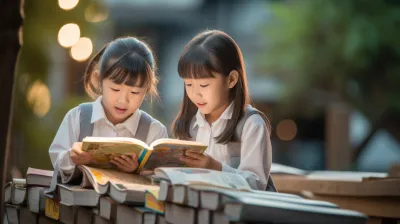 Gallery Gallery 8 1 cute_little_kids_reading_book_outside_created_with_generative_ai_technology